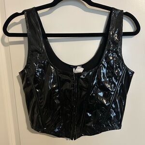 Fashion Nova Please Me Latex Corset Top – Black – Size M – NWT